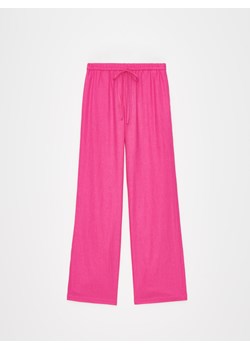 Mohito - Różowe spodnie z lnu i wiskozy - fuksjowy ze sklepu Mohito w kategorii Spodnie damskie - zdjęcie 173580203