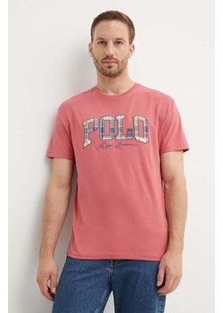 Polo Ralph Lauren t-shirt bawełniany męski kolor różowy z aplikacją 710941855 ze sklepu ANSWEAR.com w kategorii T-shirty męskie - zdjęcie 173580731