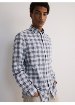 Reserved - Koszula regular fit w kratę - granatowy ze sklepu Reserved w kategorii Koszule męskie - zdjęcie 173581193