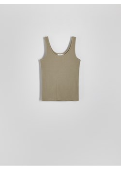Reserved - Prążkowany top z wiskozy - jasnozielony ze sklepu Reserved w kategorii Bluzki damskie - zdjęcie 173581671