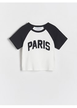 Reserved - Bawełniany t-shirt z haftem - czarny ze sklepu Reserved w kategorii Bluzki dziewczęce - zdjęcie 173581910