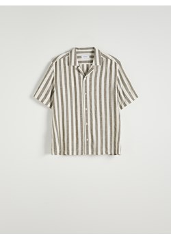 Reserved - Wiskozowa koszula w paski - oliwkowy ze sklepu Reserved w kategorii Koszule męskie - zdjęcie 173581973