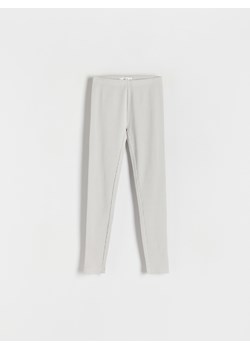 Reserved - Bawełniane legginsy w prążek - jasnoszary ze sklepu Reserved w kategorii Spodnie dziewczęce - zdjęcie 173582163