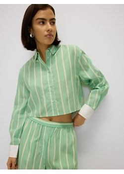 Reserved - Krótka koszula z lyocellem - jasnozielony ze sklepu Reserved w kategorii Koszule damskie - zdjęcie 173582530