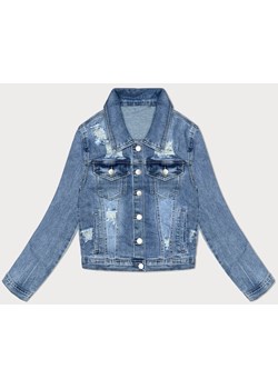 Damska kurtka jeansowa z przetarciami niebieska (GD9215-K) ze sklepu goodlookin.pl w kategorii Kurtki damskie - zdjęcie 173582703