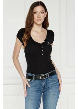 GUESS T-shirt HENLEY OLYMPIA | Slim Fit ze sklepu Gomez Fashion Store w kategorii Bluzki damskie - zdjęcie 173584151