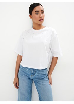 Mohito - Bawełniany t-shirt - biały ze sklepu Mohito w kategorii Bluzki damskie - zdjęcie 173584703