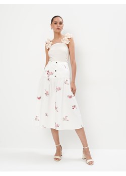 Mohito - Bawełniana spódnica midi w kwiaty - biały ze sklepu Mohito w kategorii Spódnice - zdjęcie 173584711
