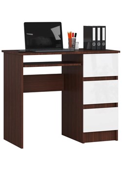 Komputerowe biurko z szufladami wenge + biały - Miren 4X ze sklepu Edinos.pl w kategorii Biurka i sekretarzyki - zdjęcie 173585202