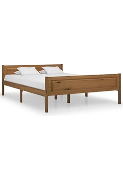 Drewniane podwójne łóżko miodowy brąz 140x200 - Siran 5X ze sklepu Edinos.pl w kategorii Łóżka i materace - zdjęcie 173585624