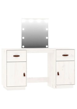 Biała drewniana toaletka kosmetyczna z lustrem podświetlanym - Orissa 4X ze sklepu Edinos.pl w kategorii Toaletki - zdjęcie 173585752