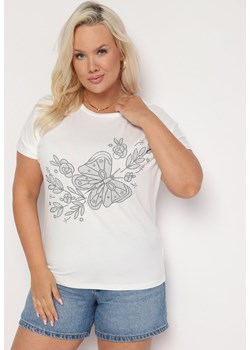 Biały Klasyczny Bawełniany T-shirt z Nadrukiem Wiloa ze sklepu Born2be Odzież w kategorii Bluzki damskie - zdjęcie 173586182
