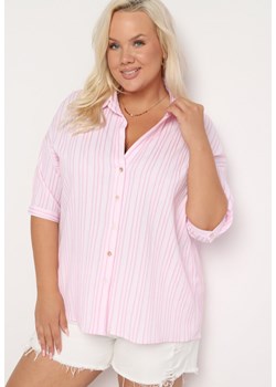 Różowa Bawełniana Koszula z Dłuższym Tyłem Anastiama ze sklepu Born2be Odzież w kategorii Koszule damskie - zdjęcie 173586222