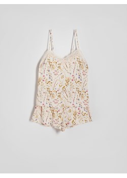 Reserved - Dwuczęściowa piżama z wiskozy - kremowy ze sklepu Reserved w kategorii Piżamy damskie - zdjęcie 173588131