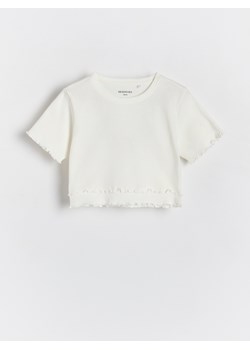 Reserved - T-shirt z falbankami - złamana biel ze sklepu Reserved w kategorii Bluzki dziewczęce - zdjęcie 173588314