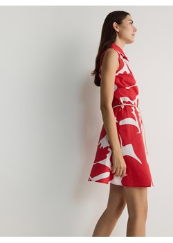 Reserved - Bawełniana sukienka mini - czerwony ze sklepu Reserved w kategorii Sukienki - zdjęcie 173590074