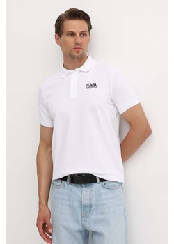 Karl Lagerfeld polo męski kolor biały z nadrukiem 543235.745088 ze sklepu ANSWEAR.com w kategorii T-shirty męskie - zdjęcie 173591492