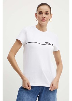 Karl Lagerfeld t-shirt bawełniany damski kolor biały 245W1706 ze sklepu ANSWEAR.com w kategorii Bluzki damskie - zdjęcie 173591541