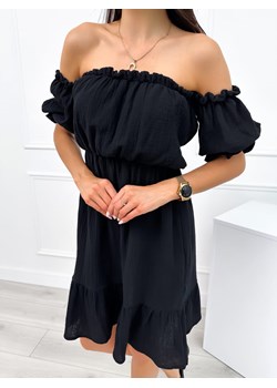 Czarna Sukienka Hiszpanka z Falbanką ze sklepu ModnaKiecka.pl w kategorii Sukienki - zdjęcie 173591720