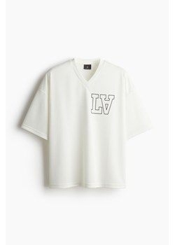 H & M - Siateczkowy T-shirt z nadrukiem Oversized Fit - Biały ze sklepu H&M w kategorii Bluzki damskie - zdjęcie 173595060