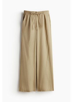 H & M - Spodnie z domieszką lnu - Zielony ze sklepu H&M w kategorii Spodnie damskie - zdjęcie 173595062