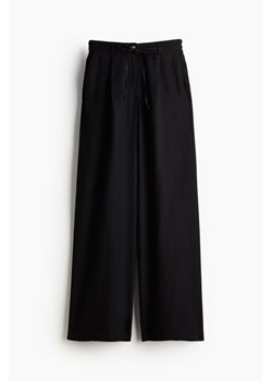 H & M - Spodnie z domieszką lnu - Czarny ze sklepu H&M w kategorii Spodnie damskie - zdjęcie 173595213