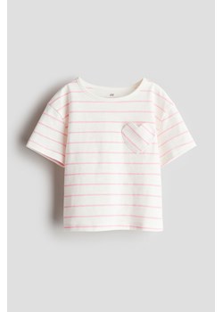 H & M - T-shirt z kieszonką w kształcie serca - Biały ze sklepu H&M w kategorii Bluzki dziewczęce - zdjęcie 173595264