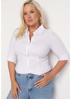 Biała Klasyczna Wiskozowa Koszula o Fasonie Slim z Regulowanymi Rękawkami Xasefia ze sklepu Born2be Odzież w kategorii Koszule damskie - zdjęcie 173598594