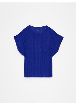 Mohito - Niebieska bluzka z ażurowym wzorem - niebieski ze sklepu Mohito w kategorii Bluzki damskie - zdjęcie 173599052