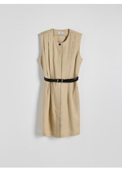 Reserved - Sukienka z lyocellu i lnu - beżowy ze sklepu Reserved w kategorii Sukienki - zdjęcie 173599491