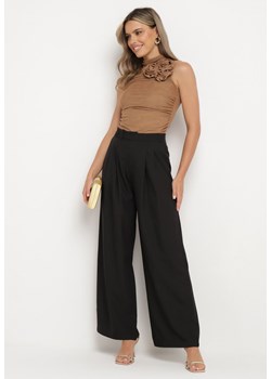 Czarne Szerokie Spodnie o Garniturowym Kroju Vikkie ze sklepu Born2be Odzież w kategorii Spodnie damskie - zdjęcie 173599592