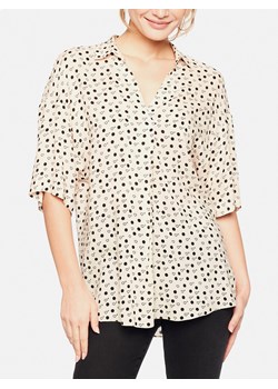Beżowa bluzka damska w czarne kropki i serduszka L'AF River ze sklepu Eye For Fashion w kategorii Bluzki damskie - zdjęcie 173600531