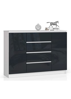 Komoda w połysku do biura biała + grafit - Liv 4X 140 cm ze sklepu Edinos.pl w kategorii Komody - zdjęcie 173601631