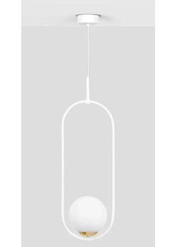 Biała metalowa lampa wisząca ze szklanym kloszem - A488-Erdi ze sklepu Edinos.pl w kategorii Lampy wiszące - zdjęcie 173602183