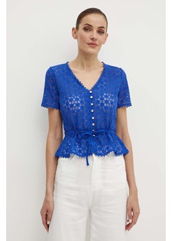 Morgan bluzka DATE damska kolor niebieski gładka DATE ze sklepu ANSWEAR.com w kategorii Bluzki damskie - zdjęcie 173602854