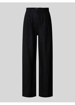 Spodnie lniane o kroju regular fit z zakładkami w pasie model ‘DENISE’ ze sklepu Peek&Cloppenburg  w kategorii Spodnie damskie - zdjęcie 173604032