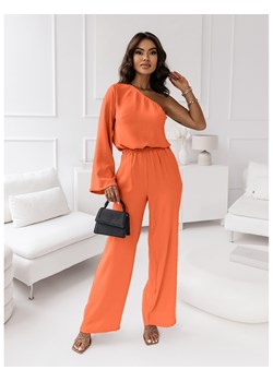 Komplet z bluzką na jedno ramię - EDINAR - orange ze sklepu magmac.pl w kategorii Komplety i garnitury damskie - zdjęcie 173604102