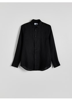 Reserved - Lniana koszula regular fit - czarny ze sklepu Reserved w kategorii Koszule męskie - zdjęcie 173604780