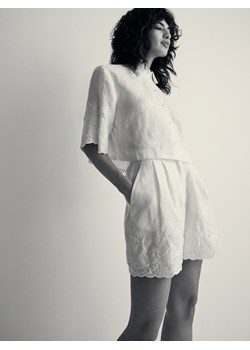 Reserved - Lniane szorty - biały ze sklepu Reserved w kategorii Szorty - zdjęcie 173606513