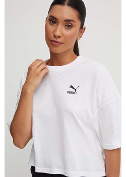 Puma t-shirt bawełniany kolor biały ze sklepu ANSWEAR.com w kategorii Bluzki damskie - zdjęcie 173608073