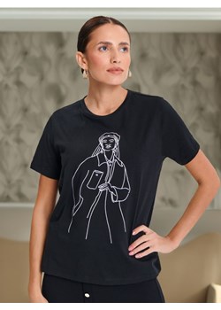 Sinsay - Koszulka z nadrukiem - czarny ze sklepu Sinsay w kategorii Bluzki damskie - zdjęcie 173609671