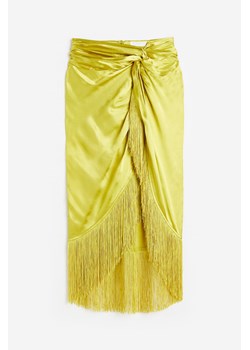 H & M - Satynowa spódnica z frędzlami - Żółty ze sklepu H&M w kategorii Spódnice - zdjęcie 173611720