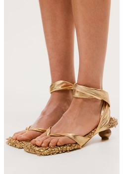 H & M - Skórzane sandały o strukturalnej powierzchni - Złoty ze sklepu H&M w kategorii Sandały damskie - zdjęcie 173611762