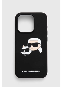 Karl Lagerfeld etui na telefon iPhone 15 Pro 6.1 kolor czarny KLHMP15LSKCHPPLK ze sklepu ANSWEAR.com w kategorii Etui - zdjęcie 173615401