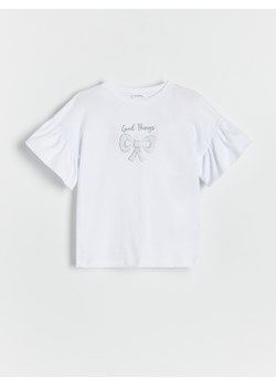 Reserved - T-shirt z aplikacją - biały ze sklepu Reserved w kategorii Bluzki dziewczęce - zdjęcie 173615593