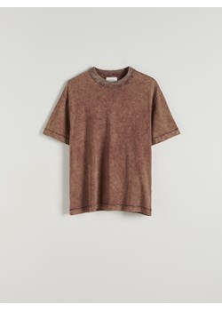 Reserved - T-shirt boxy z efektem sprania - brązowy ze sklepu Reserved w kategorii T-shirty męskie - zdjęcie 173615623