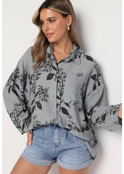 Ciemnoszara Wiskozowa Koszula z Dłuższym Tyłem Eframla ze sklepu Born2be Odzież w kategorii Koszule damskie - zdjęcie 173615824