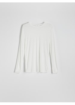 Reserved - Longsleeve regular w prążek - złamana biel ze sklepu Reserved w kategorii T-shirty męskie - zdjęcie 173616931