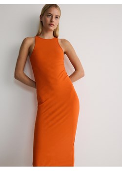 Reserved - Sukienka maxi z bawełnianej dzianiny - pomarańczowy ze sklepu Reserved w kategorii Sukienki - zdjęcie 173616960