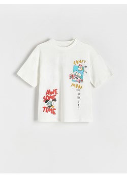 Reserved - T-shirt oversize z nadrukiem - złamana biel ze sklepu Reserved w kategorii T-shirty chłopięce - zdjęcie 173617062